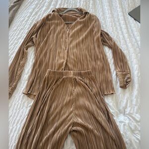 Brown Pleated Co-ord Set